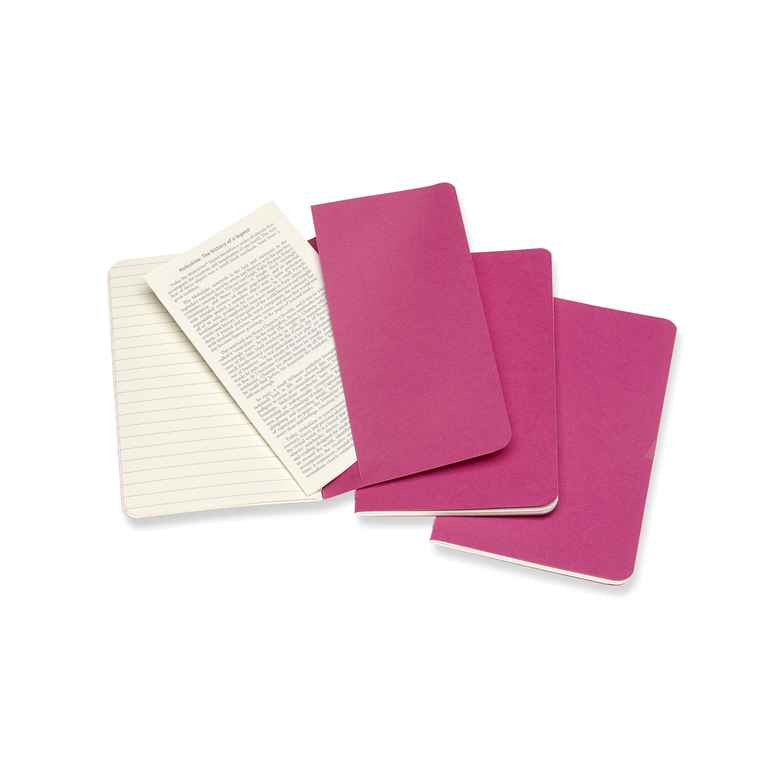 Sešity Moleskine Cahier 3 ks linkované růžové S