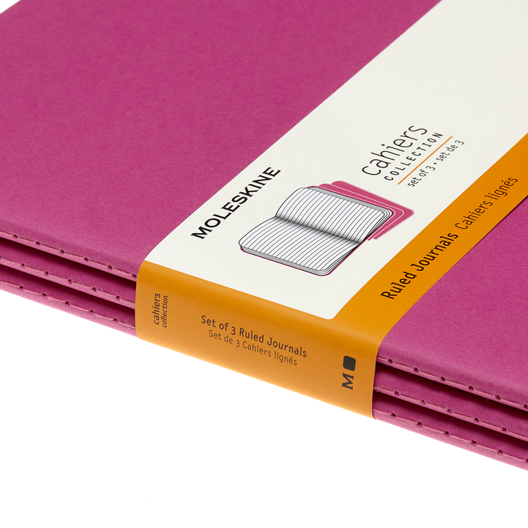 Sešity Moleskine Cahier 3 ks linkované růžové XL