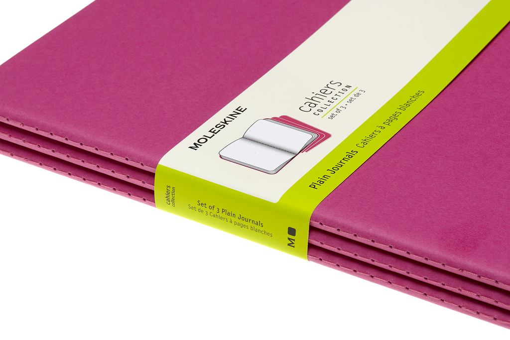 Sešity Moleskine Cahier 3 ks čisté růžové XL