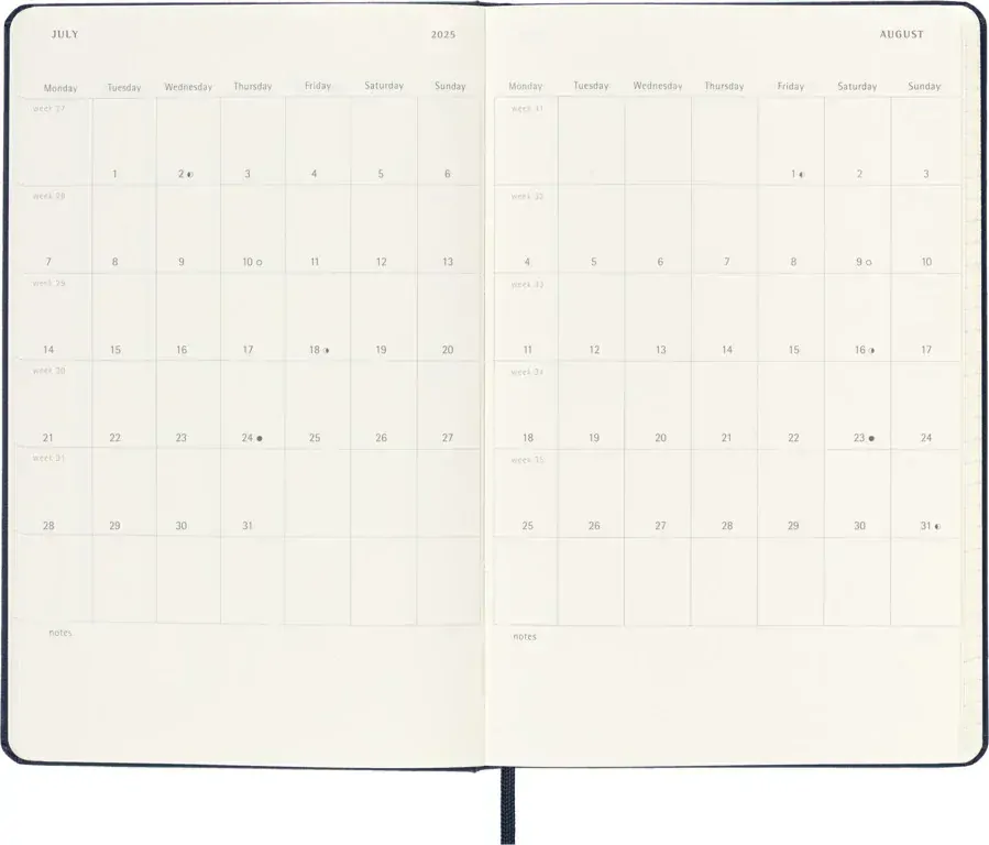 18měsíční horizontální diář Moleskine 2024-2025 tvrdý černý L