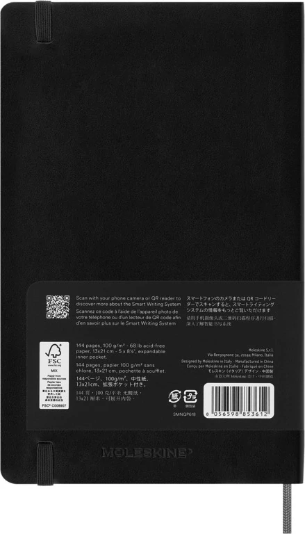 Smart zápisník Moleskine měkký čistý černý L