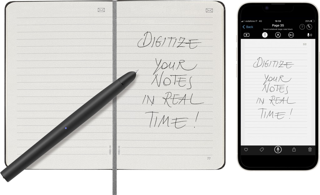 Smart zápisník Moleskine měkký linkovaný černý S