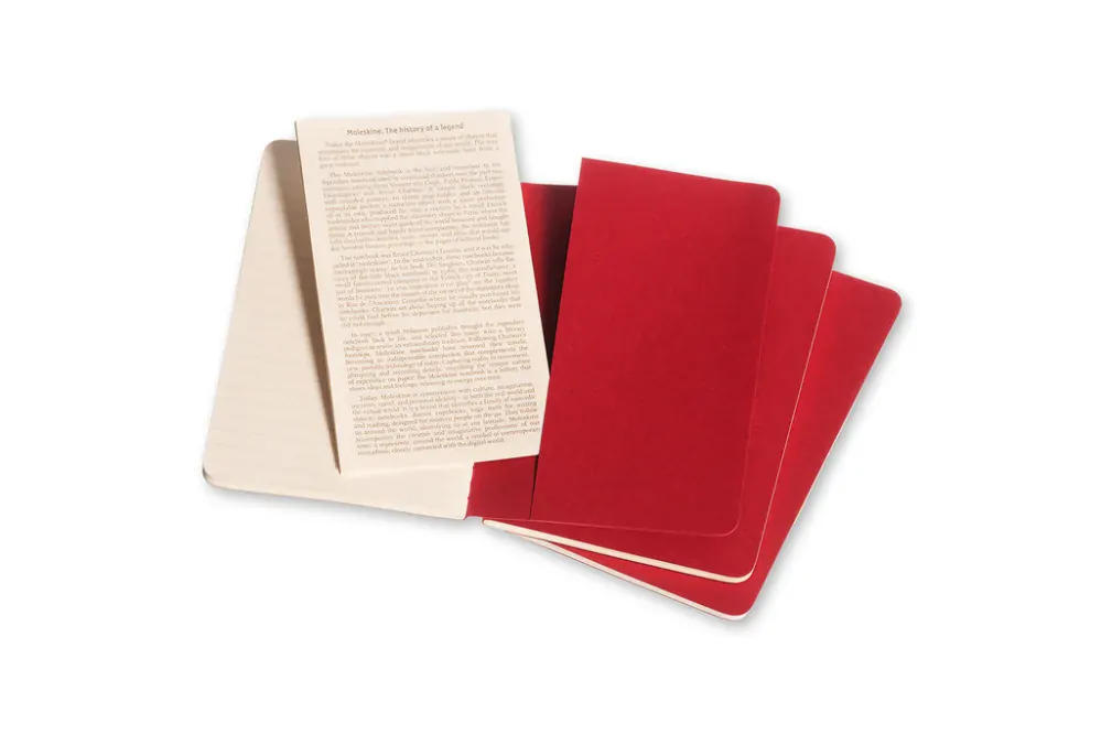 Sešity Moleskine Cahier 3 ks linkované červené S