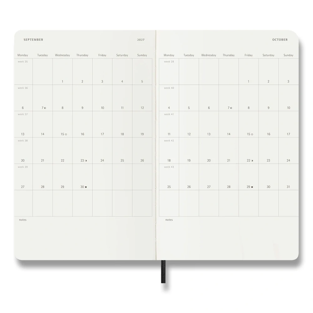 Precious & Ethical Vegea plánovácí zápisník Moleskine 2027 měkký černý L v dárkové krabici
