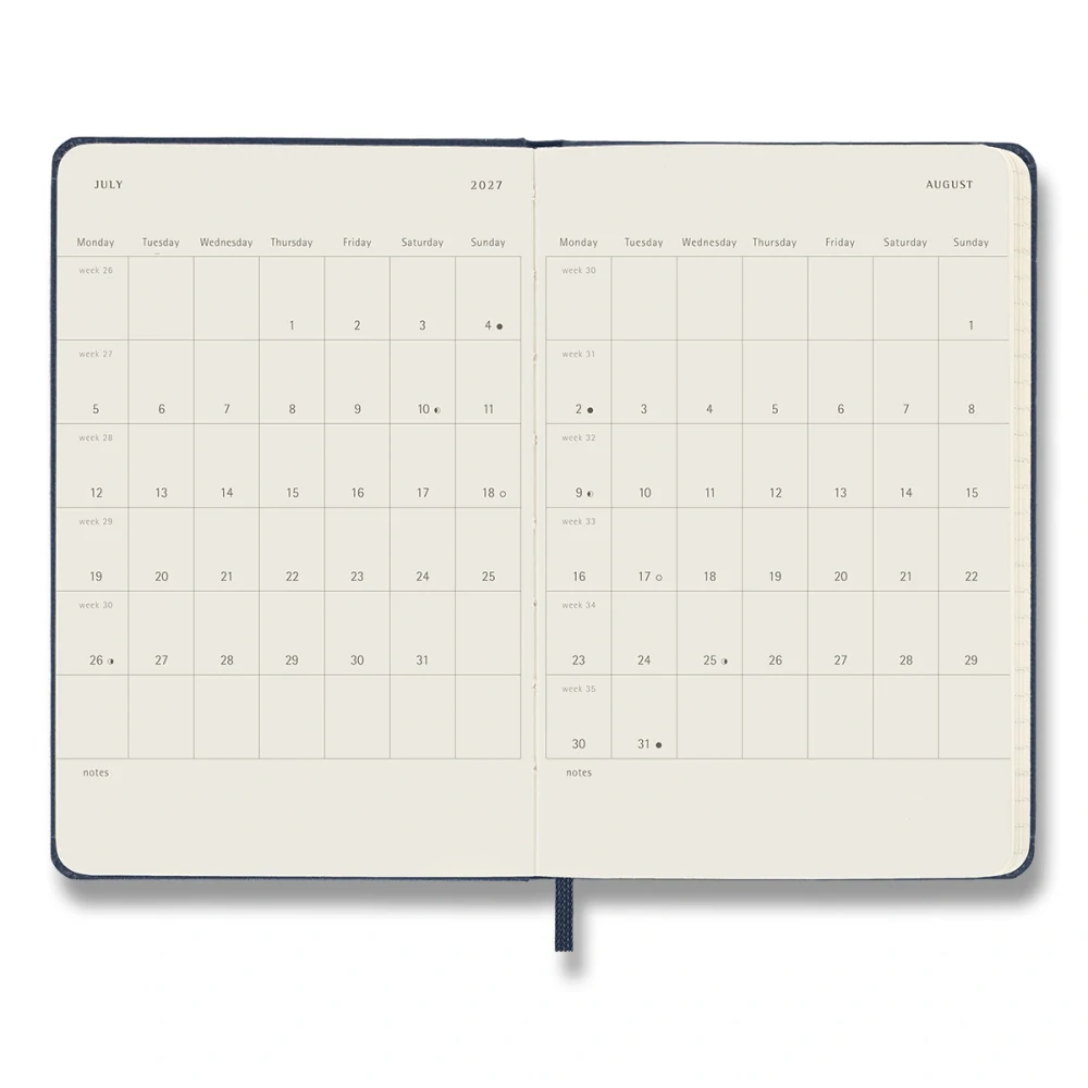 Diář Moleskine 2027 denní tvrdý modrý S