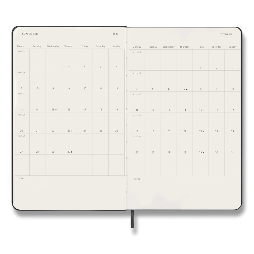 Diář Moleskine 2027 denní tvrdý černý L