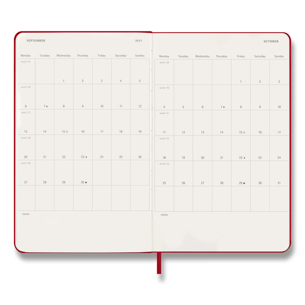 Diář Moleskine 2027 denní tvrdý červený L