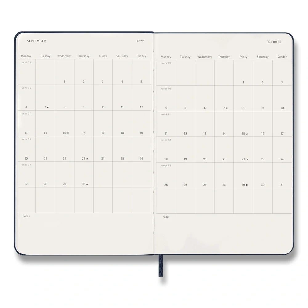 Diář Moleskine 2027 denní tvrdý modrý L