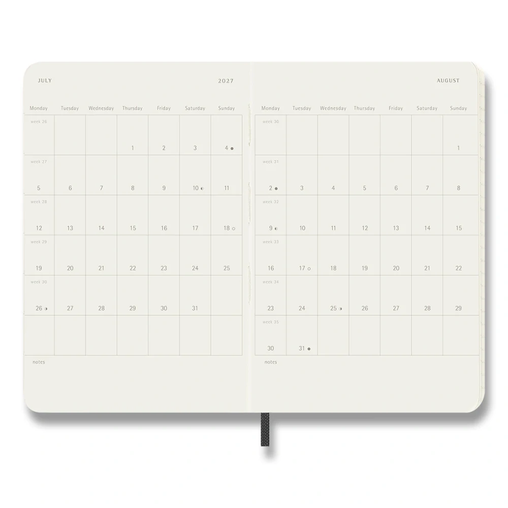 Diář Moleskine 2027 denní měkký černý S