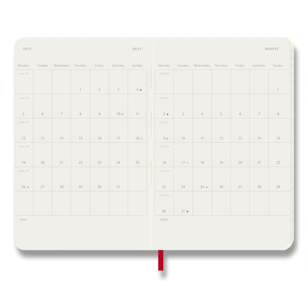 Diář Moleskine 2027 denní měkký červený S