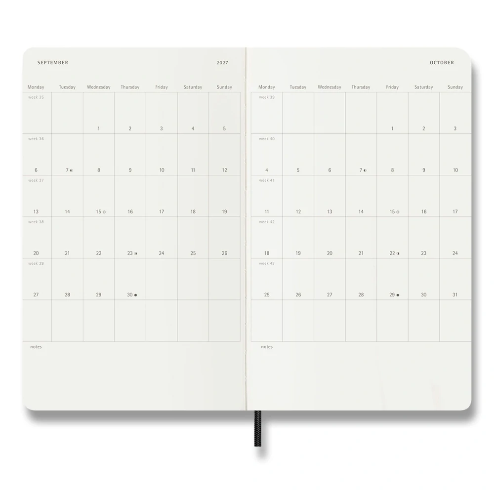 Diář Moleskine 2027 denní měkký černý L