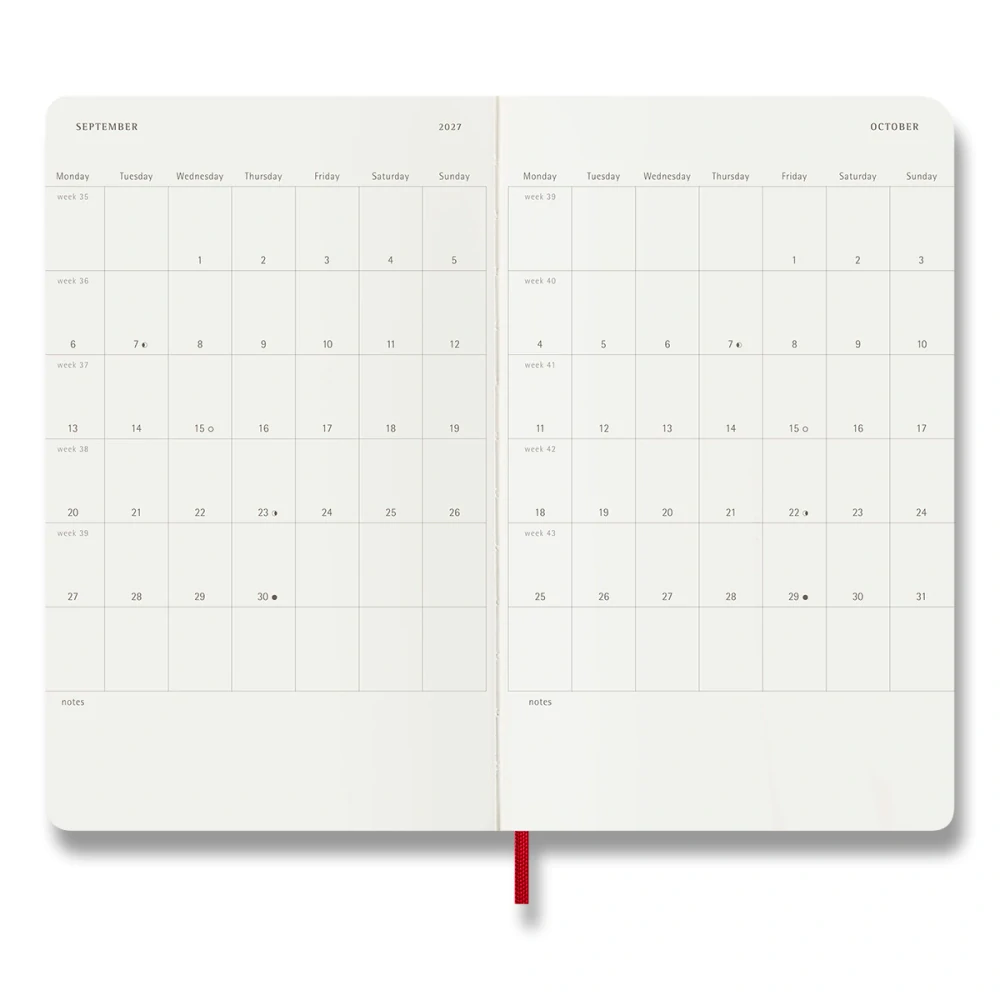 Diář Moleskine 2027 denní měkký červený L