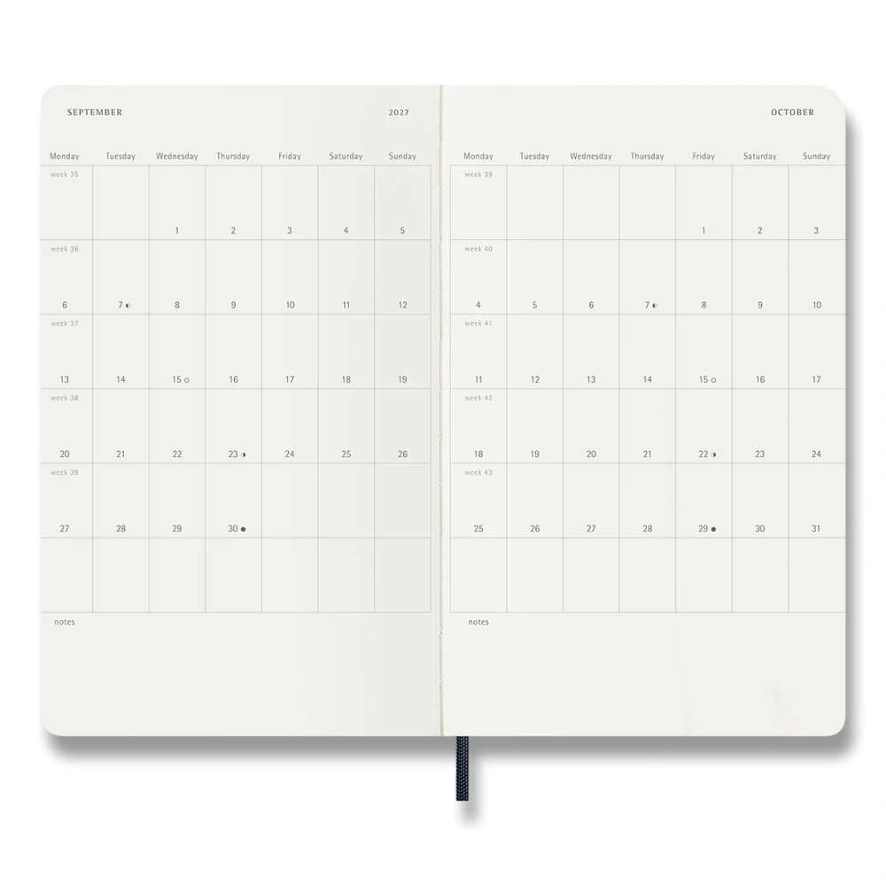 Diář Moleskine 2027 denní měkký modrý L