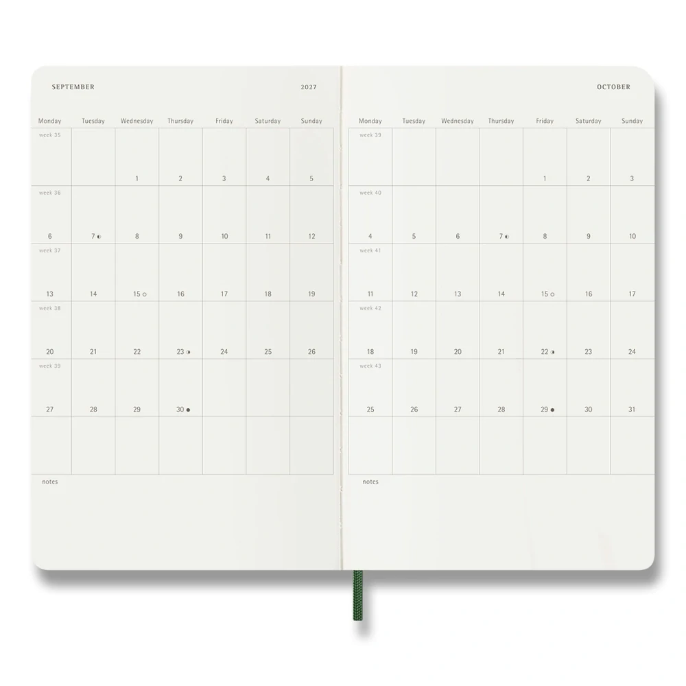 Diář Moleskine 2027 denní měkký zelený L