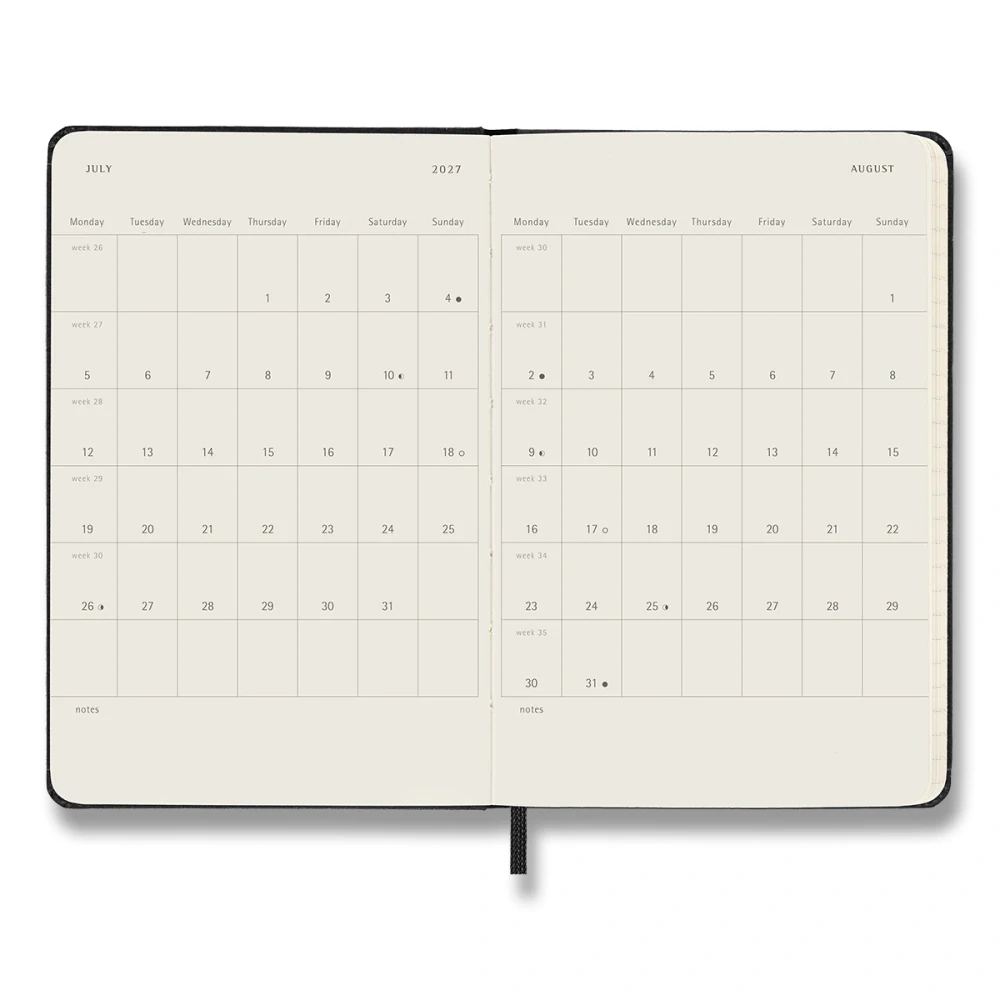 Plánovací zápisník Moleskine 2027 tvrdý černý S