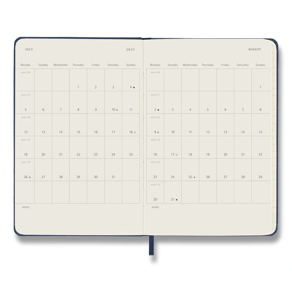 Plánovací zápisník Moleskine 2027 tvrdý modrý S