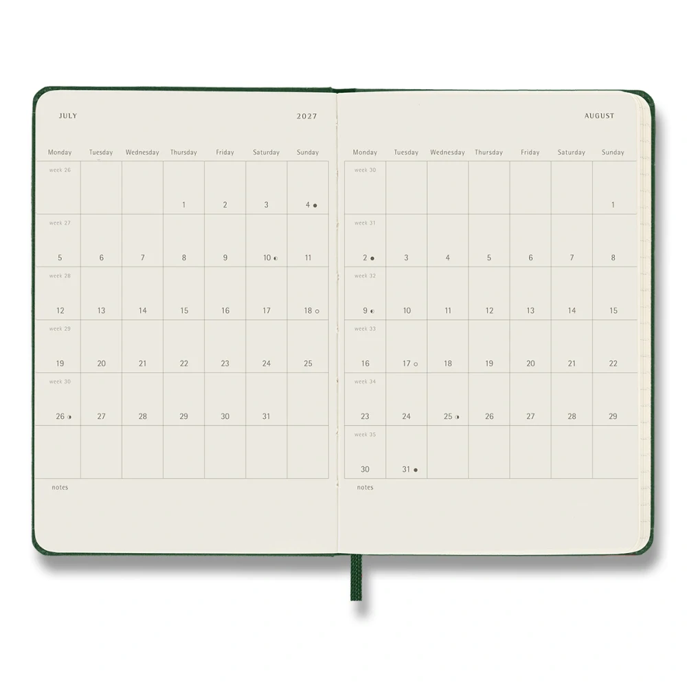 Plánovací zápisník Moleskine 2027 tvrdý zelený S