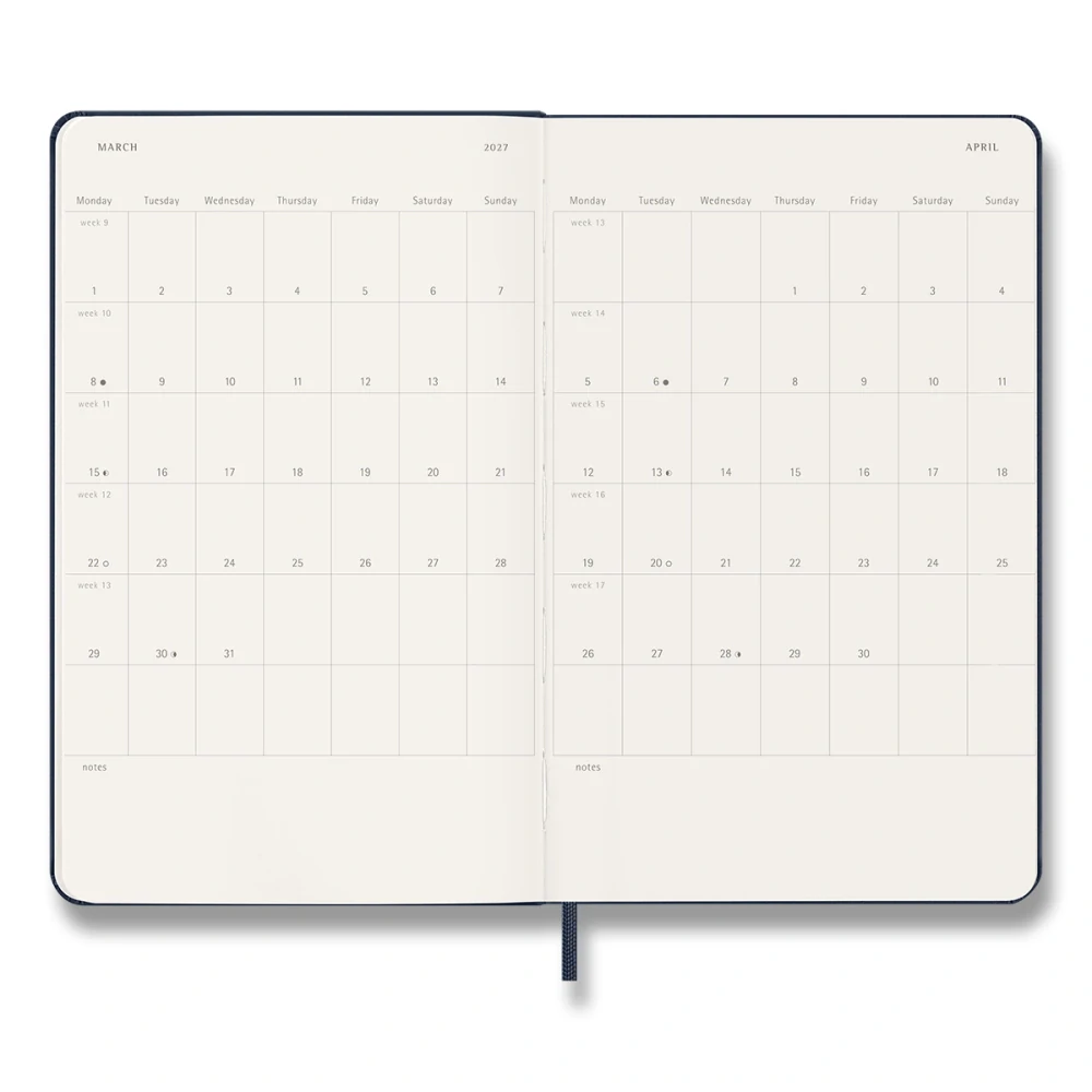 Plánovací zápisník Moleskine 2027 tvrdý modrý L