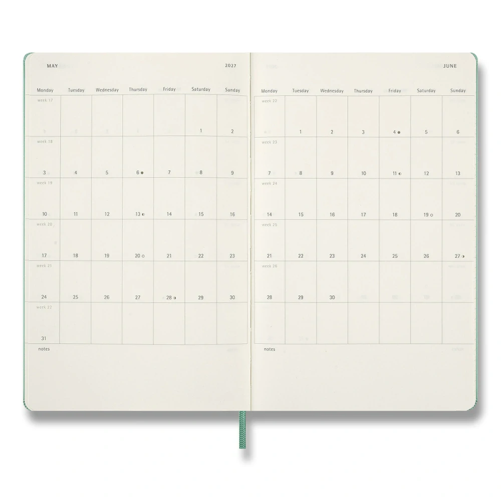 Plánovací zápisník Moleskine 2027 CP tvrdý zelený L