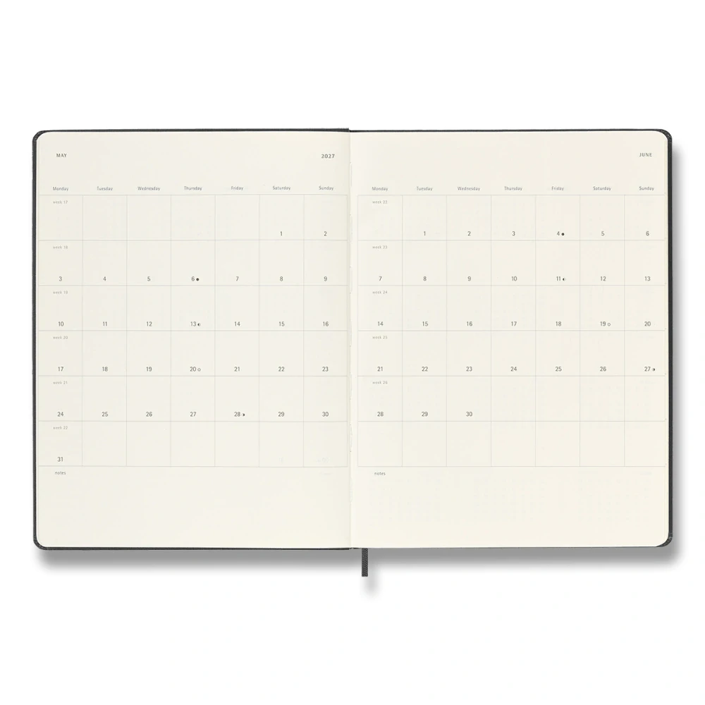 Plánovací zápisník Moleskine 2027 tvrdý černý XL