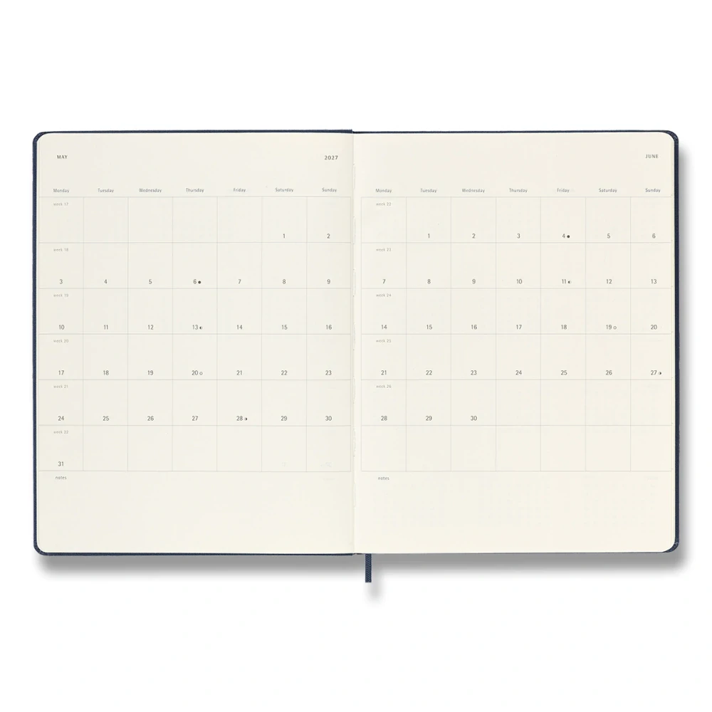 Plánovací zápisník Moleskine 2027 tvrdý modrý XL