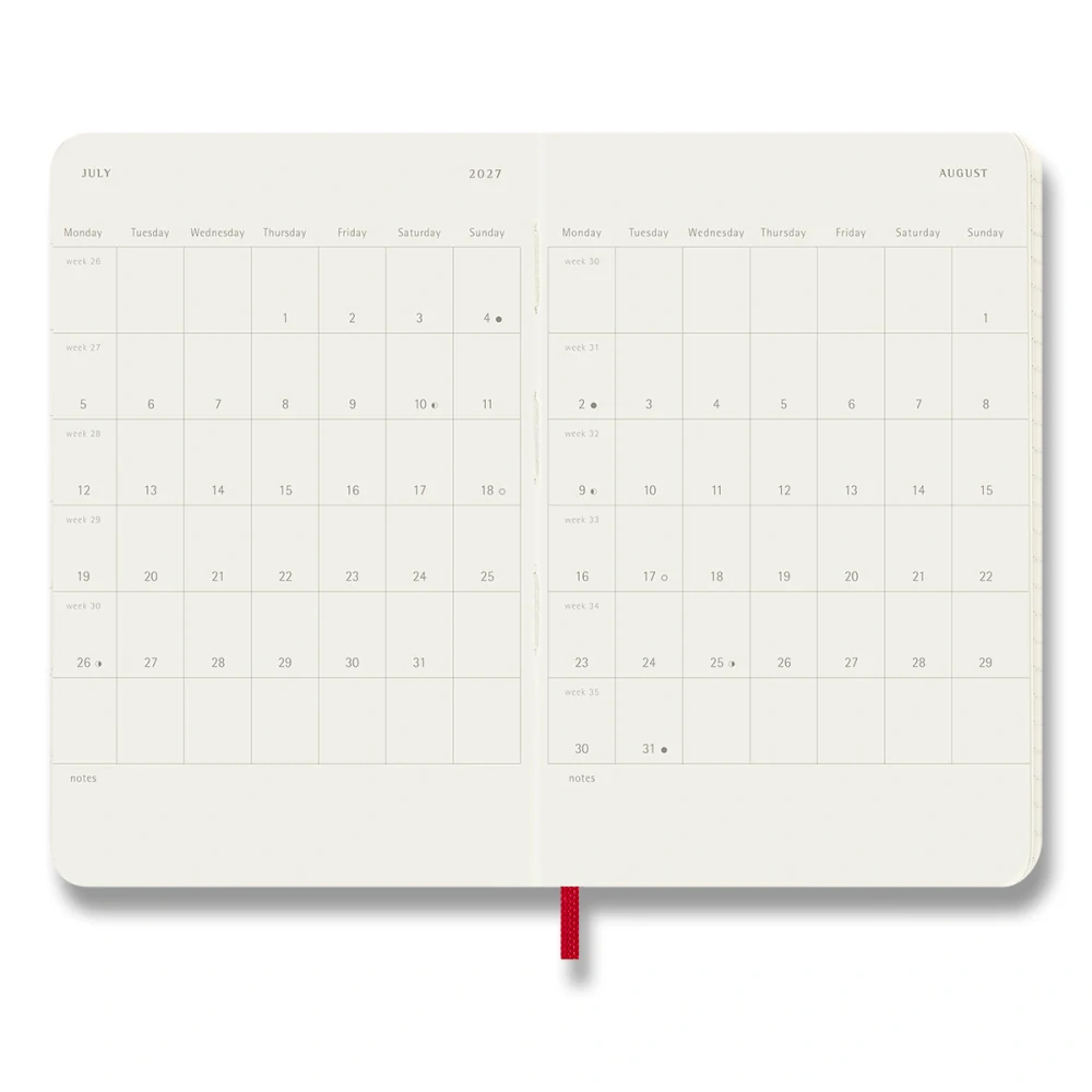 Plánovací zápisník Moleskine 2027 měkký červený S