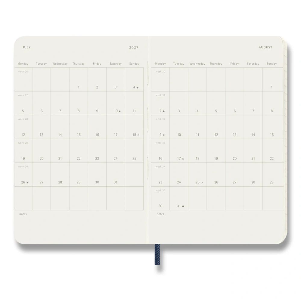 Plánovací zápisník Moleskine 2027 měkký modrý S