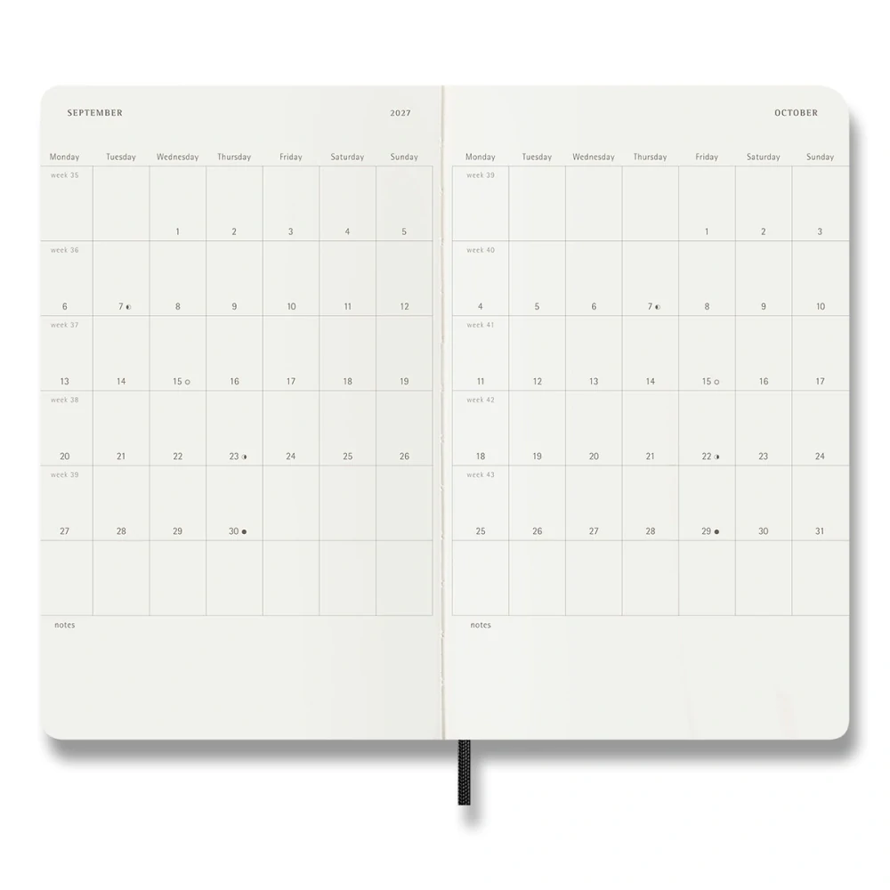 Plánovací zápisník Moleskine 2027 měkký černý L