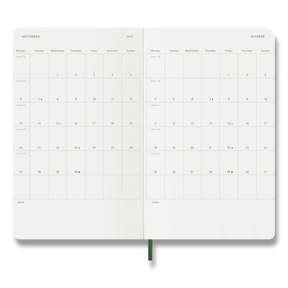 Plánovací zápisník Moleskine 2027 měkký zelený L