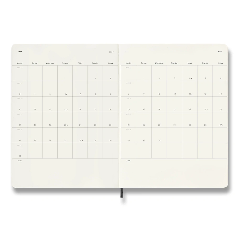 Plánovací zápisník Moleskine 2027 měkký černý XL