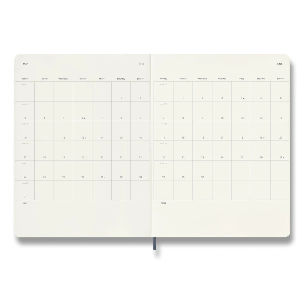 Plánovací zápisník Moleskine 2027 měkký modrý XL