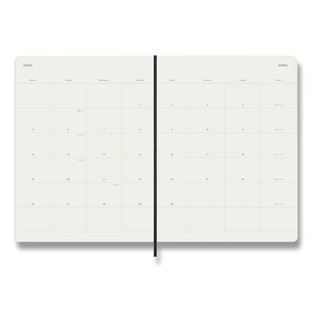 Měsíční diář Moleskine 2027 měkký černý XL