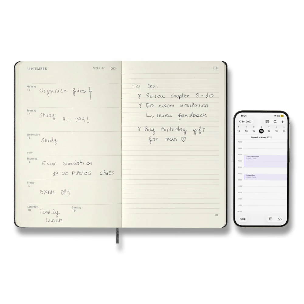 Smart plánovací zápisník Moleskine 2027 tvrdý černý L