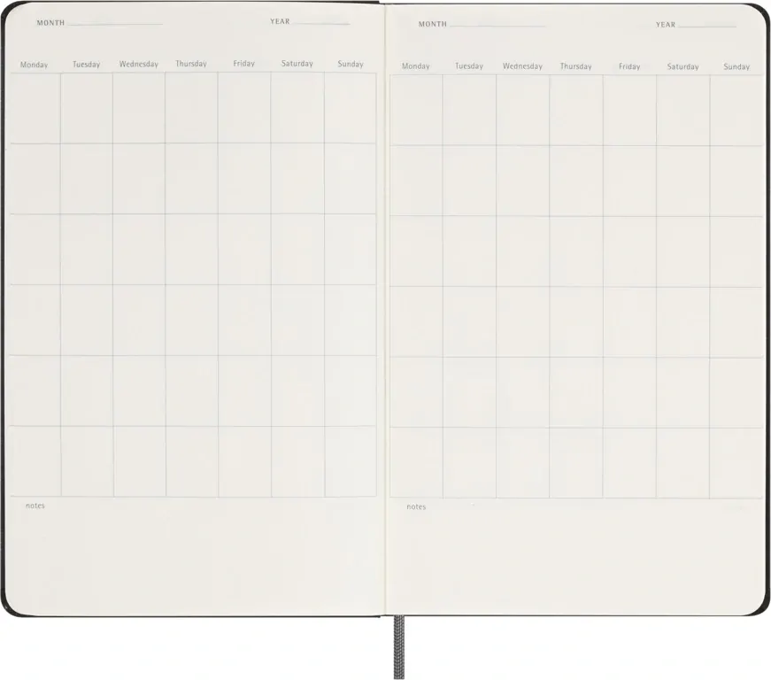 Plánovací zápisník Moleskine nedatovaný tvrdý černý L