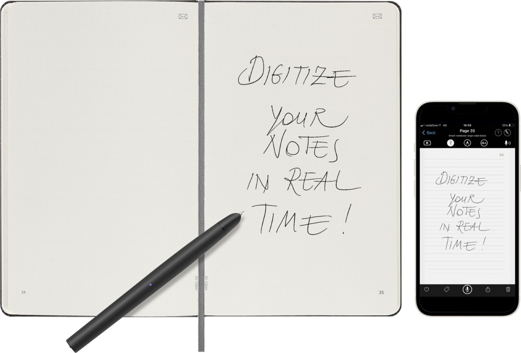 Smart zápisník Moleskine tvrdý čistý černý L