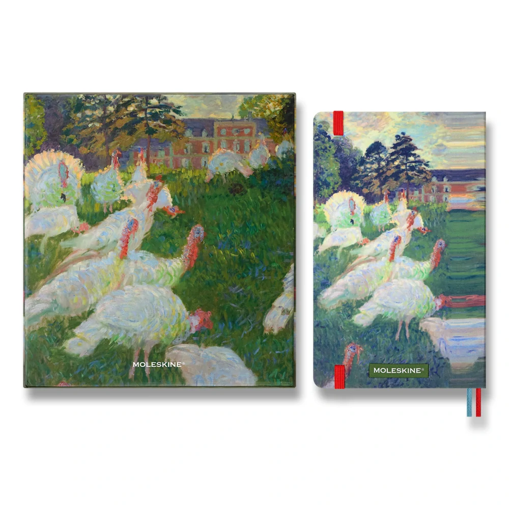 Impressionism sada Moleskine - čistý zápisník L a 6 akvarelových pastelek v dárkové krabici