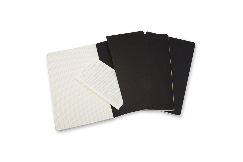 Sešity Moleskine Cahier 3 ks čtverečkované černé L