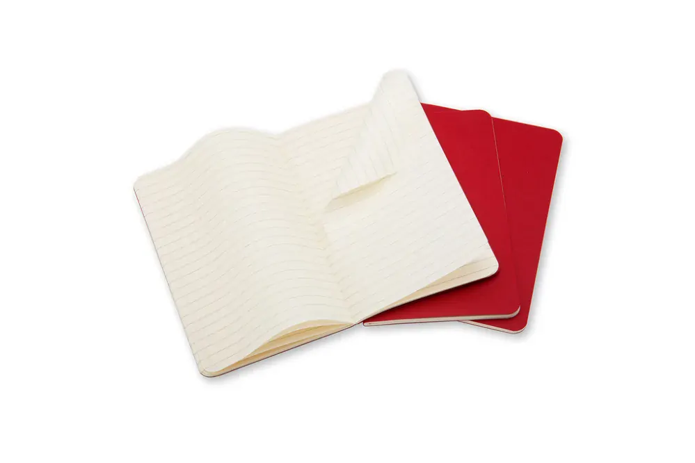 Sešity Moleskine Cahier 3 ks linkované červené S