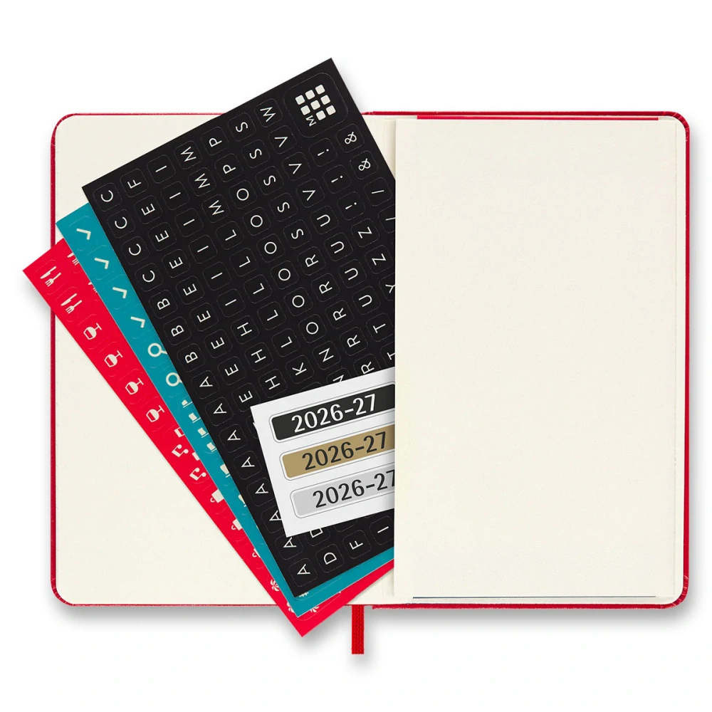 18měsíční týdenní diář Moleskine 2026-2027 tvrdý červený S 