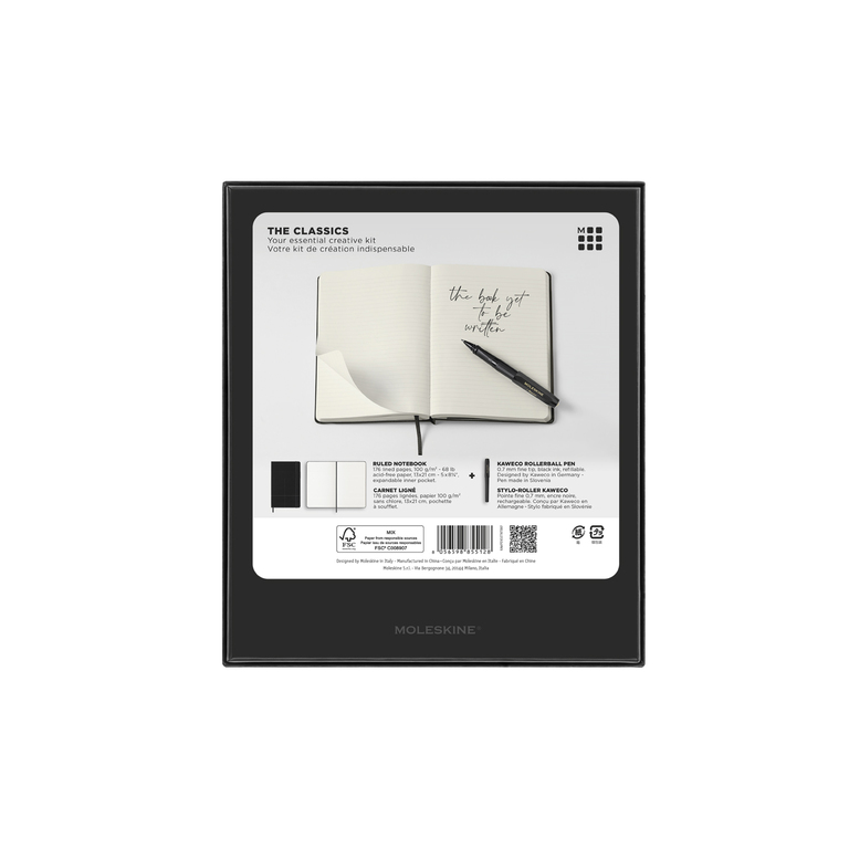 Sada Moleskine černý zápisník L a kuličkové pero Kaweco 0,7 mm