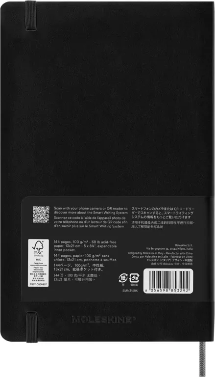 Smart zápisník Moleskine měkký linkovaný černý L