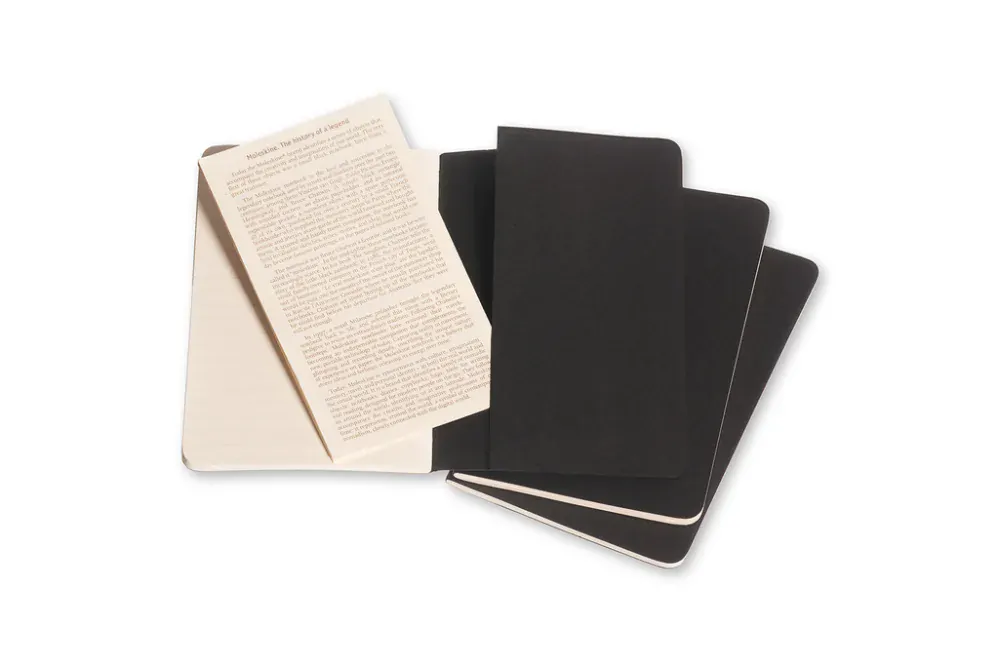 Sešity Moleskine Cahier 3 ks linkované černé S