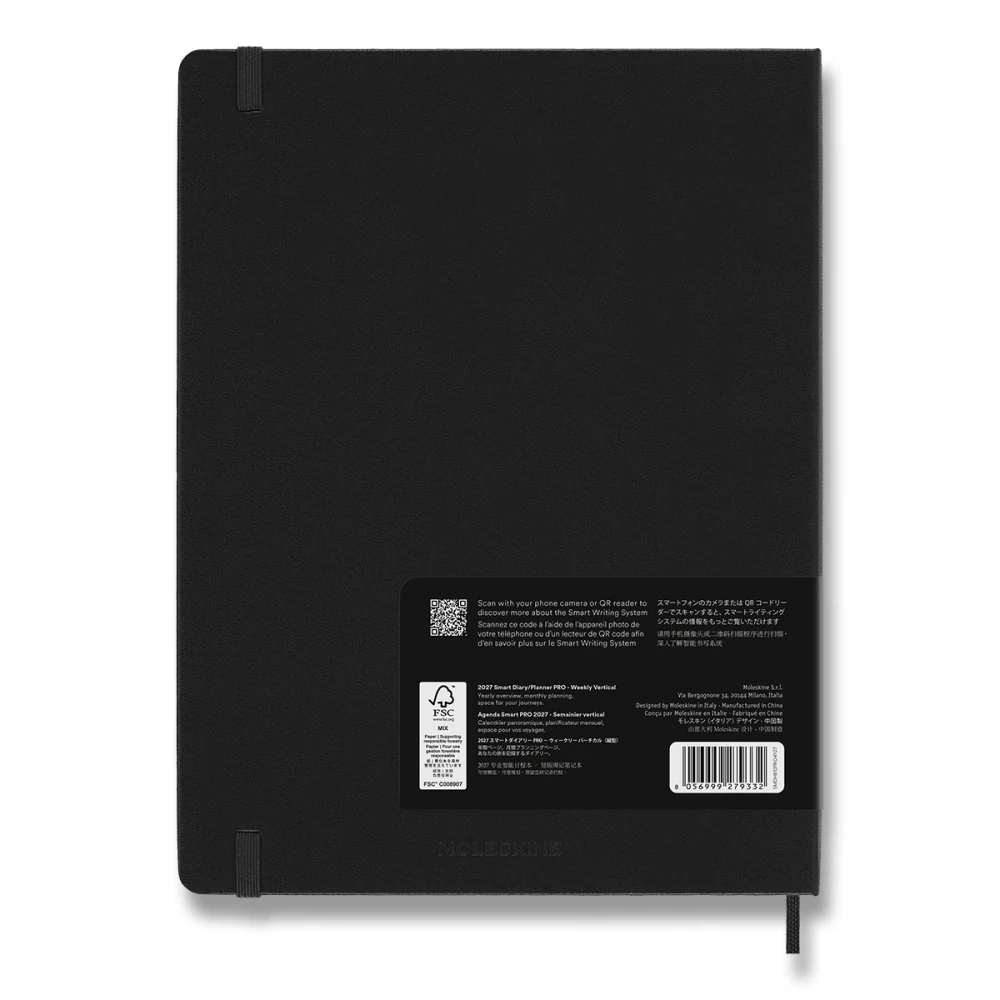 Smart plánovací zápisník Moleskine PRO 2027 tvrdý černý XL