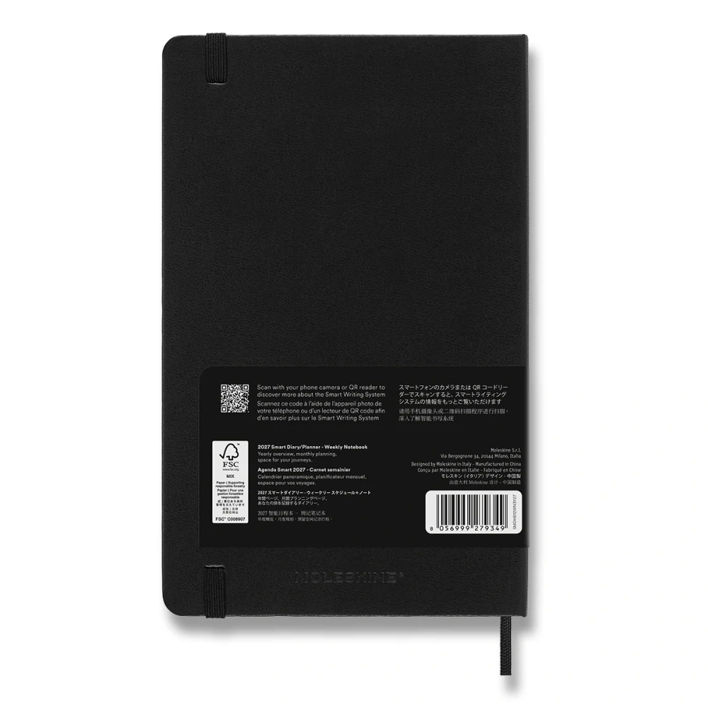 Smart plánovací zápisník Moleskine 2027 tvrdý černý L