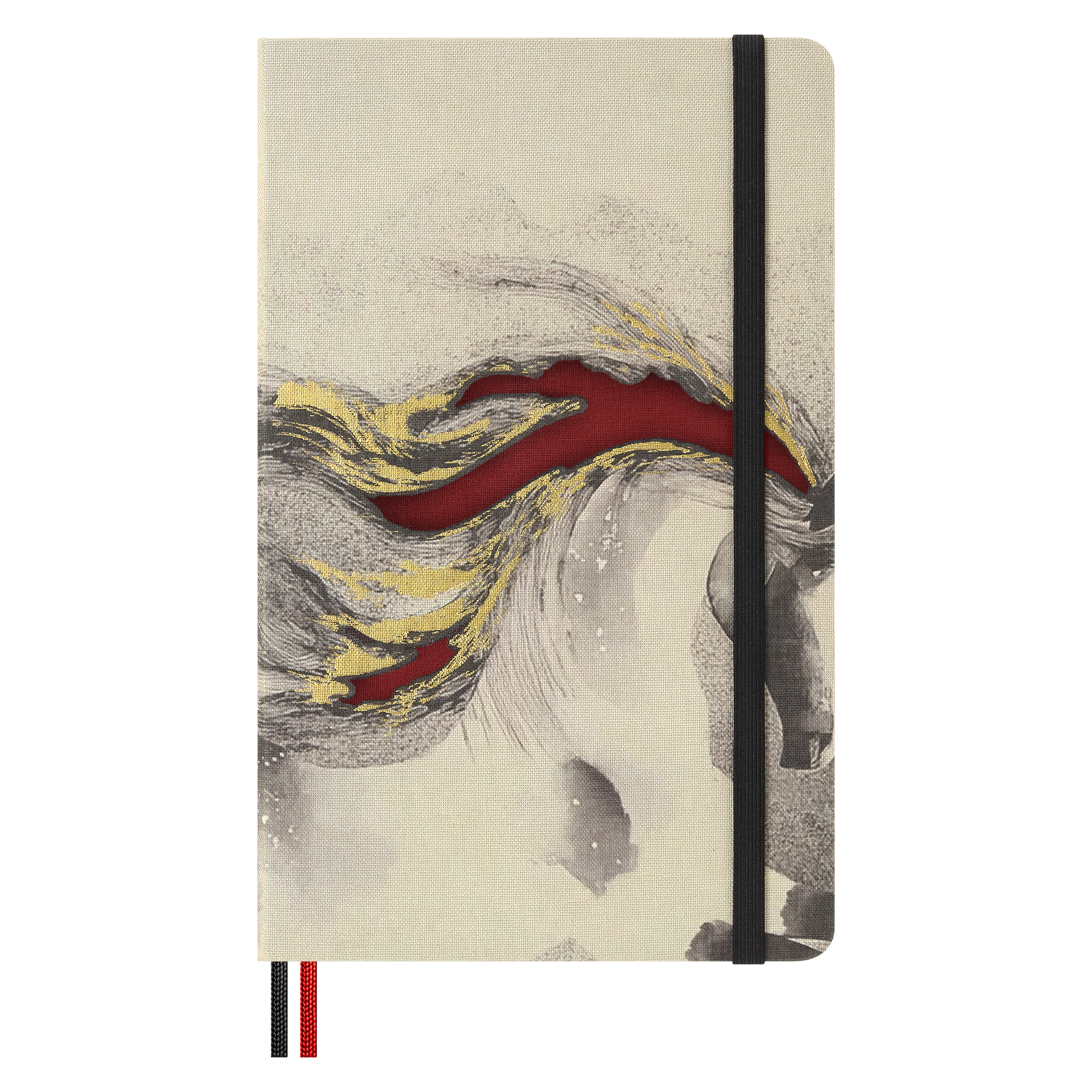 Kreativní sada Moleskine Horse Wood - zápisník linkovaný L - 2 ks, visačka a kuličkové pero